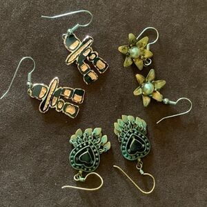 Vintage Whimsical Hook Earrings, SET of 3, Unmarked